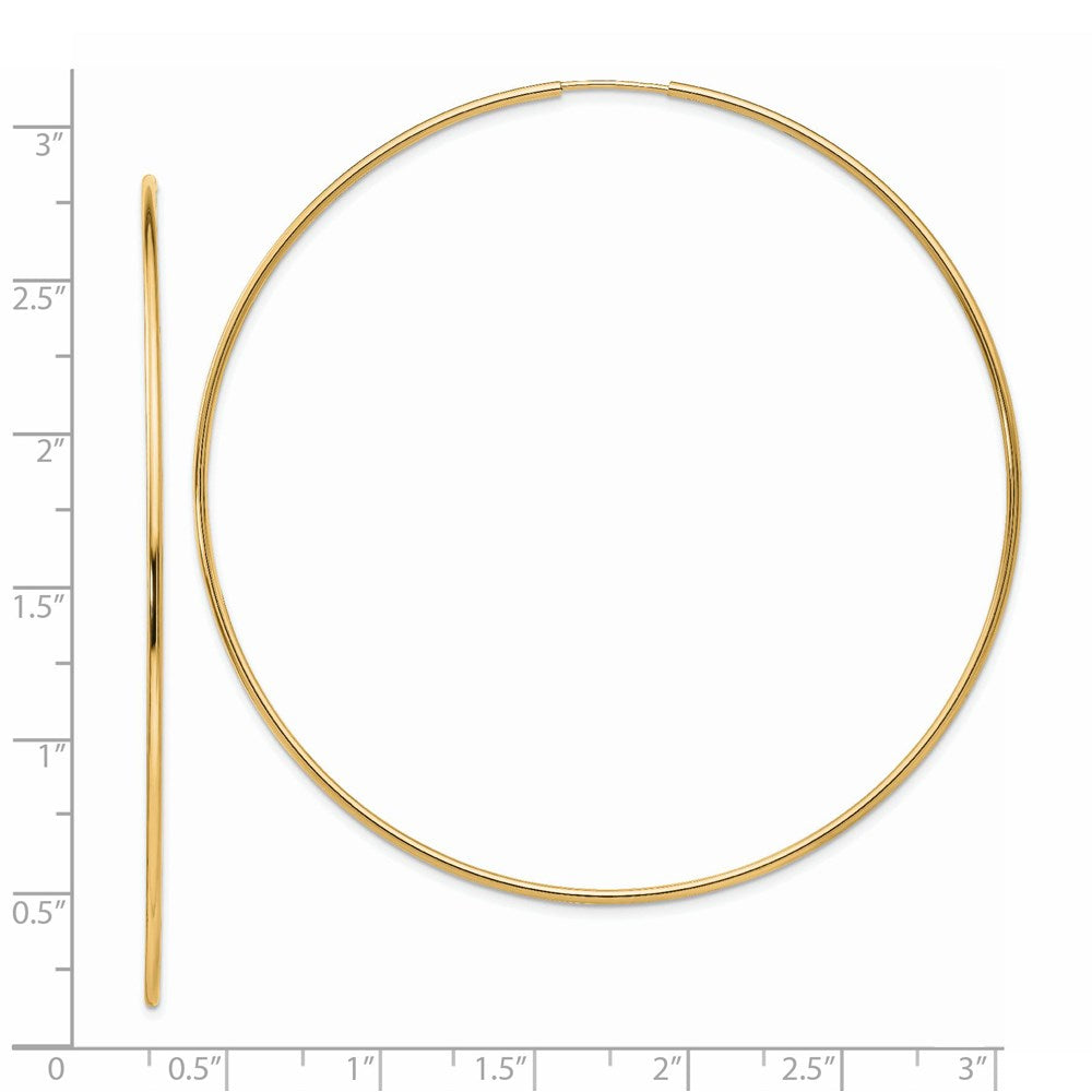 14k Yellow Gold 69.5 mm Polished Endless Tube Hoop Earrings (2.43 grams)