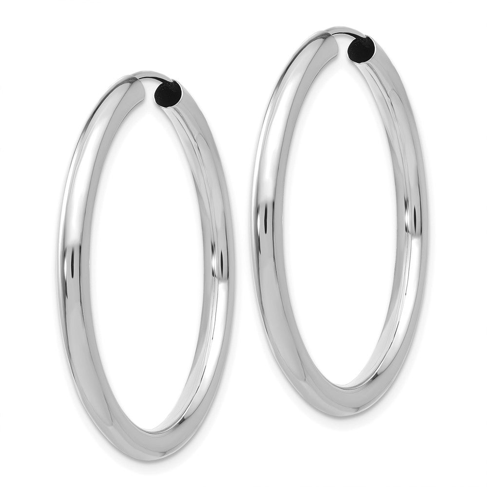 14k White Gold 35 mm Polished Endless Tube Hoop Earrings (2.37 grams)