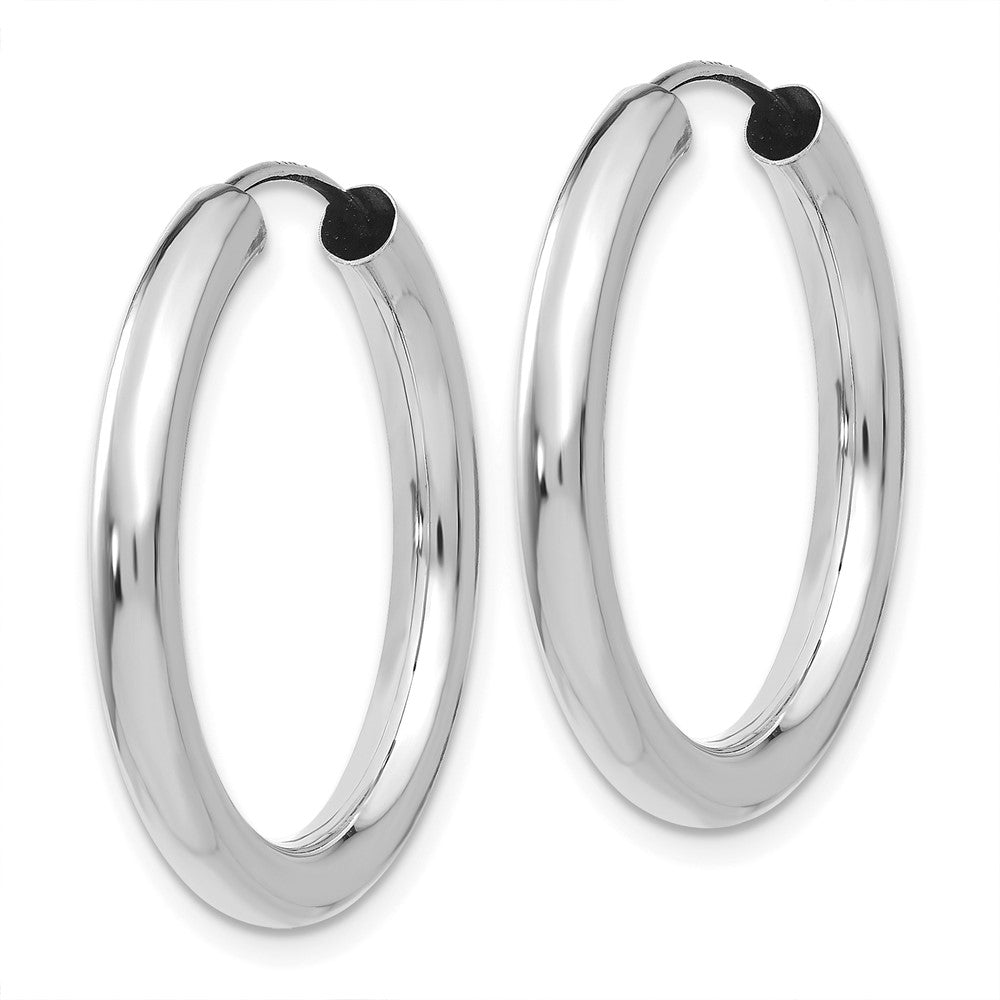 14k White Gold 25 mm Polished Endless Tube Hoop Earrings (1.54 grams)