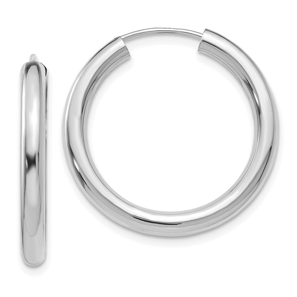 14k White Gold 25 mm Polished Endless Tube Hoop Earrings (1.54 grams)