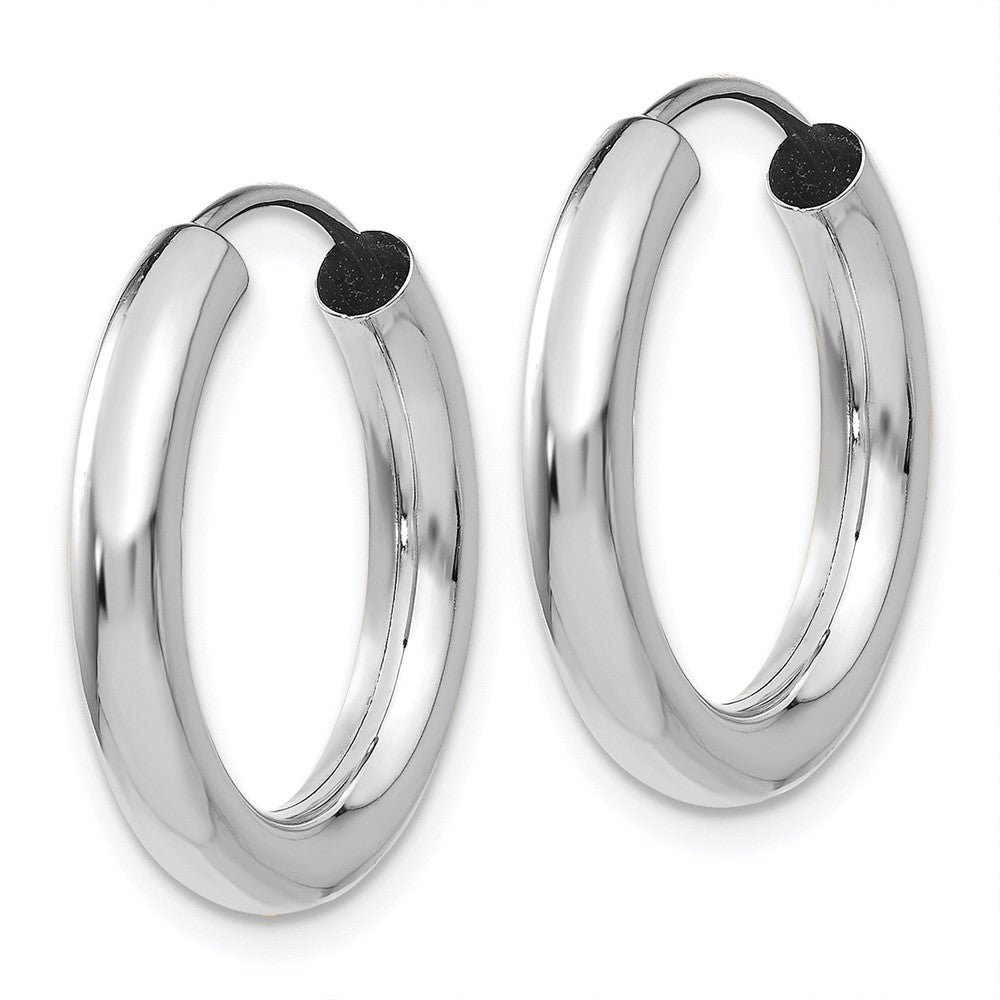 14k White Gold 20 mm Polished Endless Tube Hoop Earrings (1.15 grams)