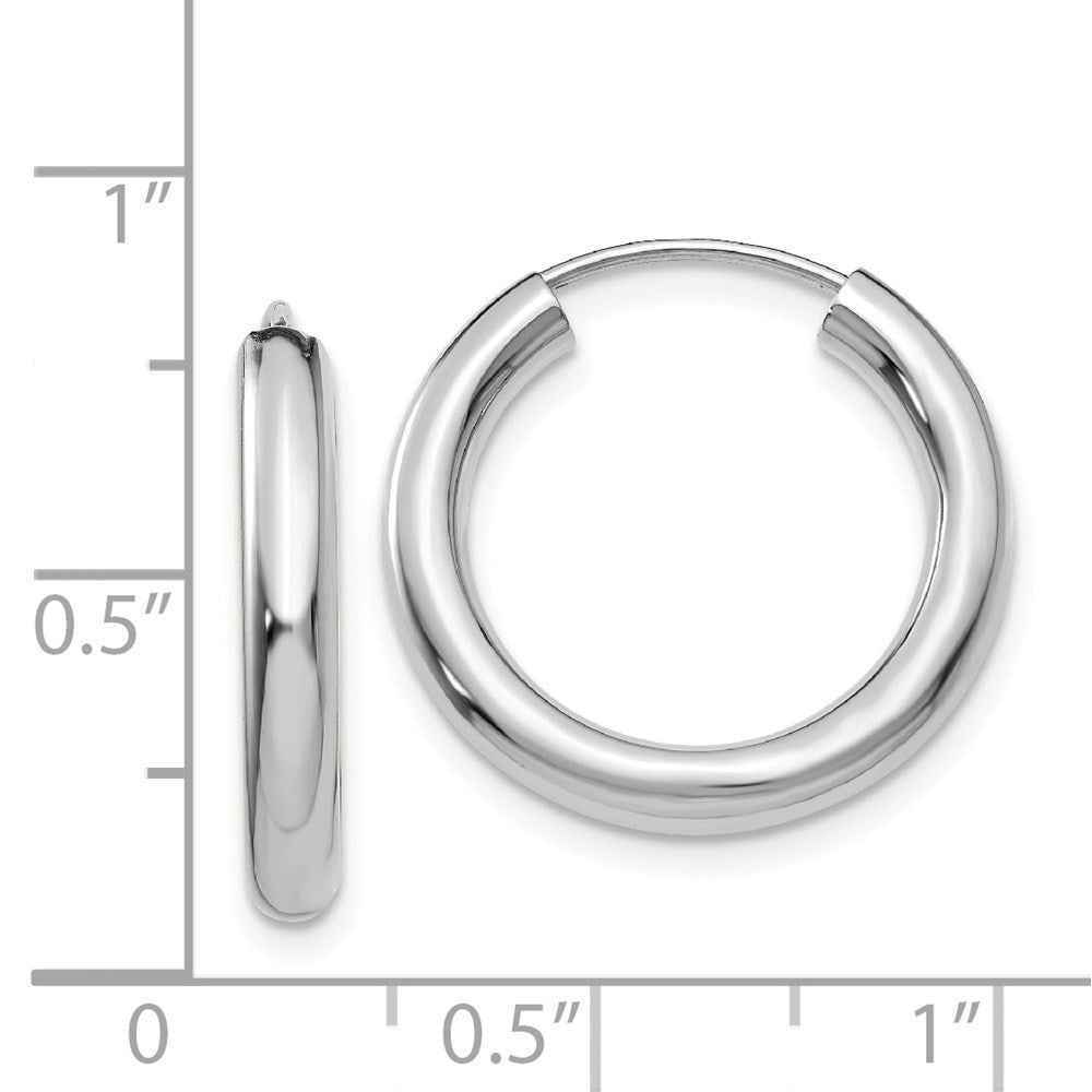 14k White Gold 20 mm Polished Endless Tube Hoop Earrings (1.15 grams)