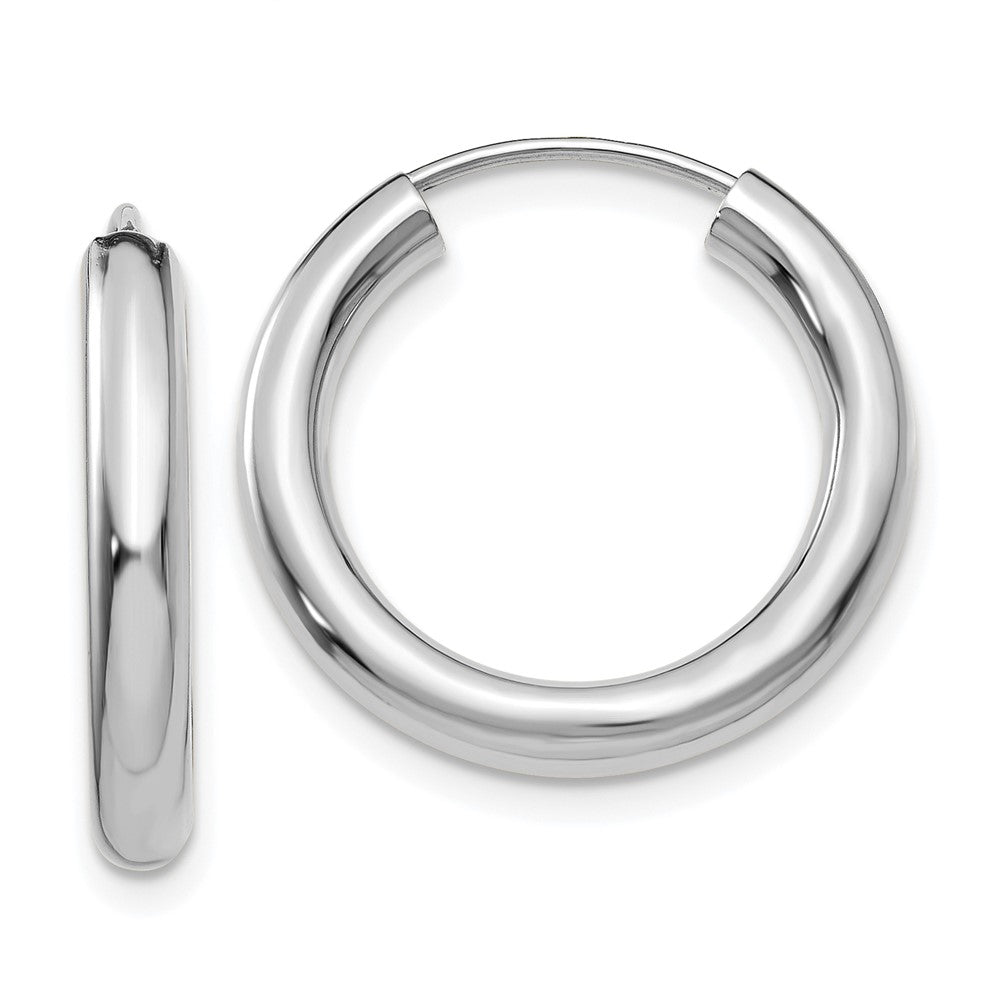 14k White Gold 20 mm Polished Endless Tube Hoop Earrings (1.15 grams)