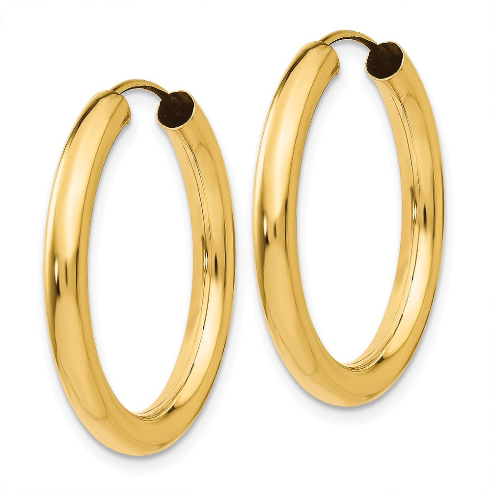 14k Yellow Gold 25 mm Polished Endless Tube Hoop Earrings (1.62 grams)