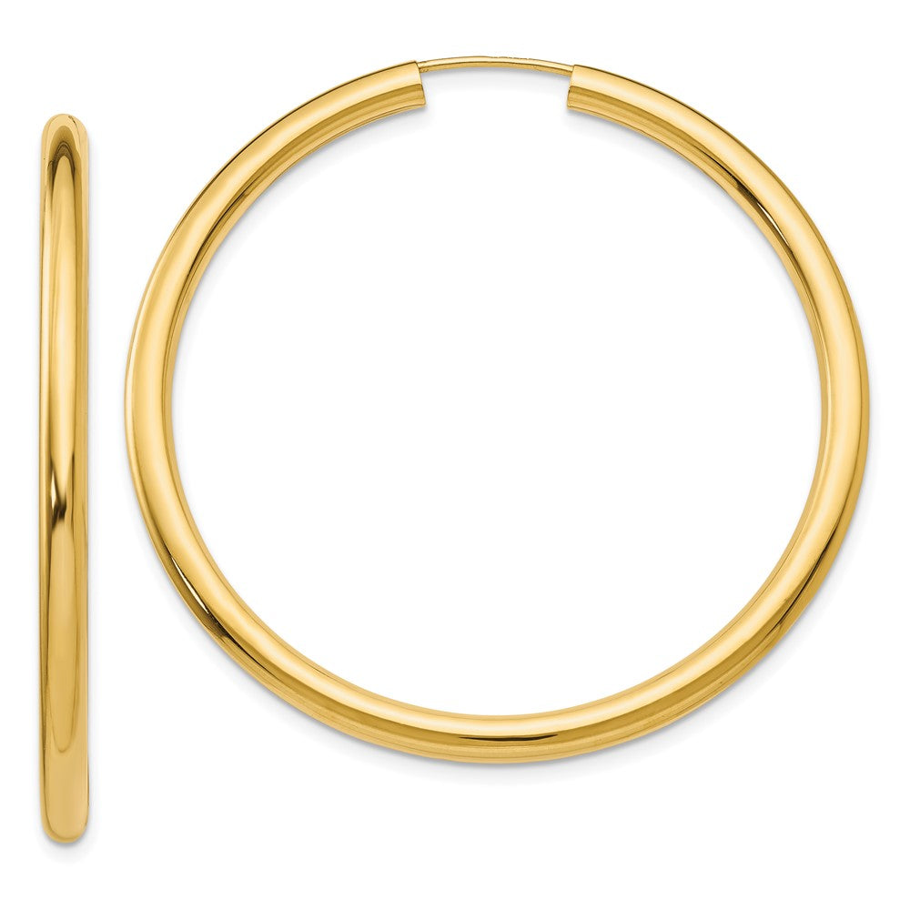 14k Yellow Gold 45 mm Polished Endless Tube Hoop Earrings (3.39 grams)