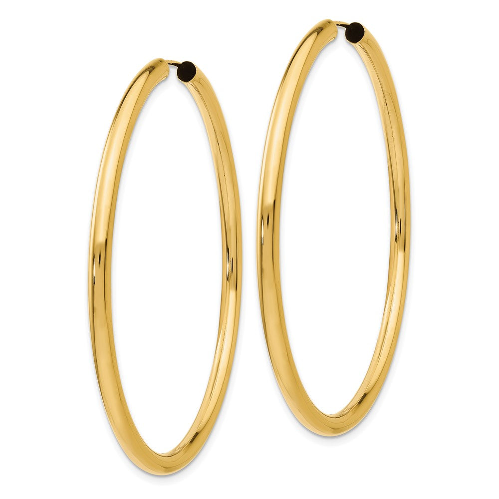 14k Yellow Gold 55 mm Polished Endless Tube Hoop Earrings (4.11 grams)