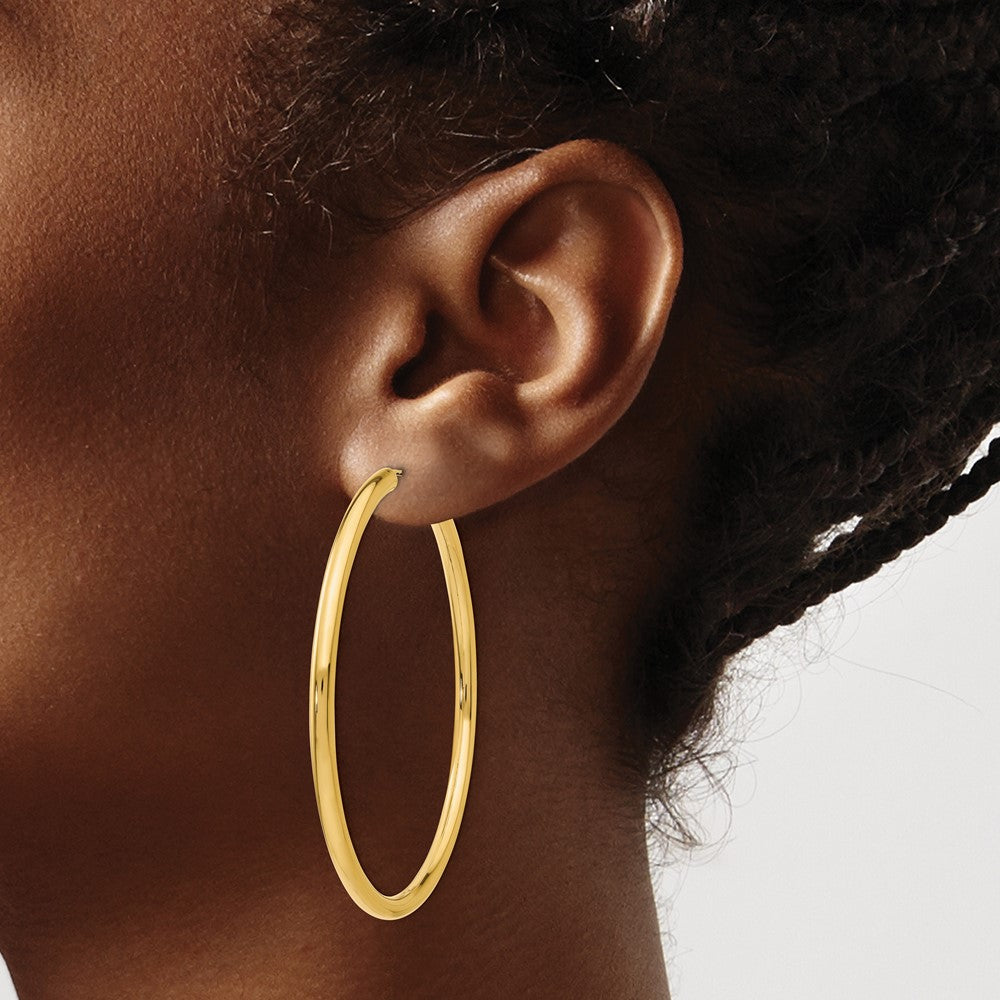 14k Yellow Gold 55 mm Polished Endless Tube Hoop Earrings (4.11 grams)