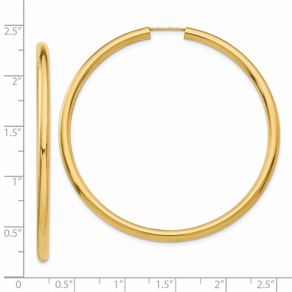 14k Yellow Gold 55 mm Polished Endless Tube Hoop Earrings (4.11 grams)