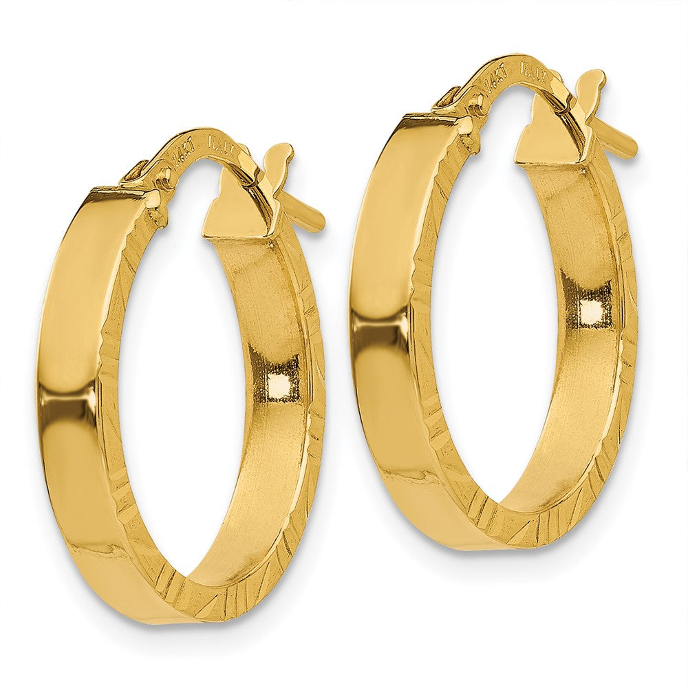 14k Yellow Gold 18.75 mm Diamond Cut Edge Polished Hoop Earrings (1.11 grams)