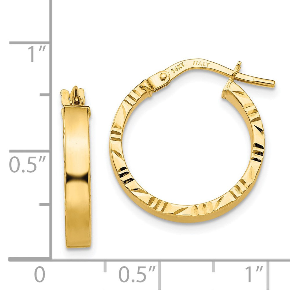 14k Yellow Gold 18.75 mm Diamond Cut Edge Polished Hoop Earrings (1.11 grams)