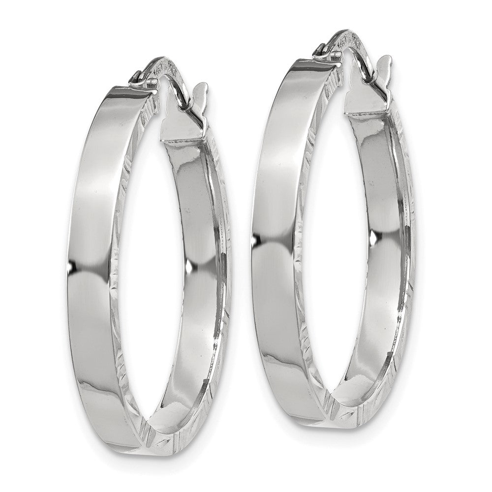 14k White Gold 25 mm Polished Hoop Earrings (1.43 grams)