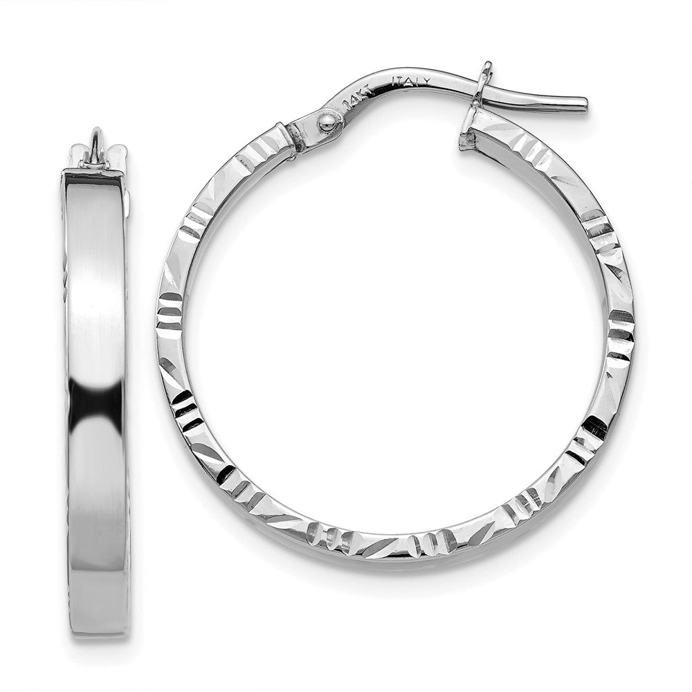 14k White Gold 25 mm Polished Hoop Earrings (1.43 grams)