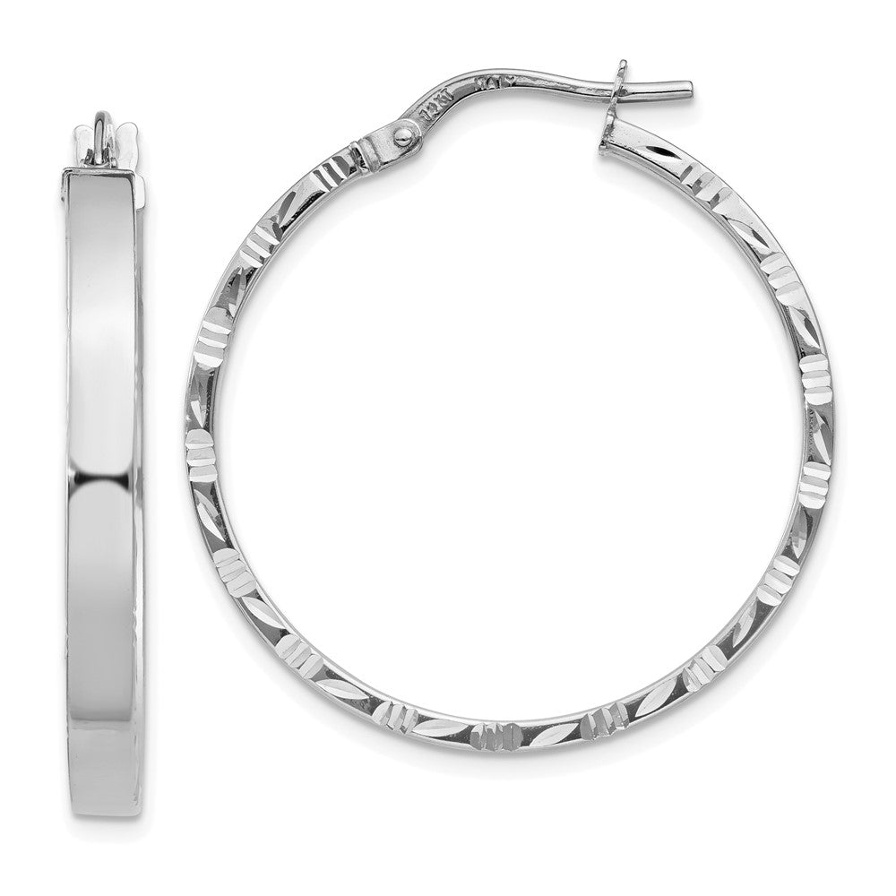 14k White Gold 30.25 mm Polished Hoop Earrings (1.86 grams)