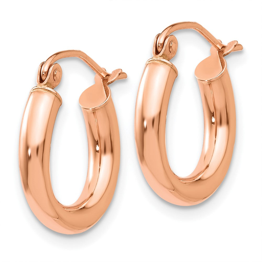 14k Rose Gold 3 mm Lightweight Tube Hoop Earrings (1.11 grams)