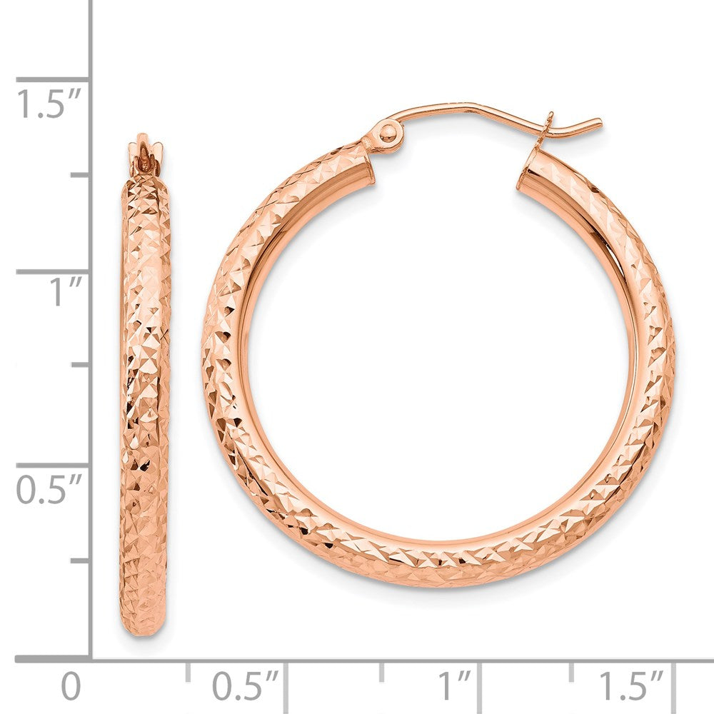 14k Rose Gold 3 mm Round Hoop Earrings (2.14 grams)
