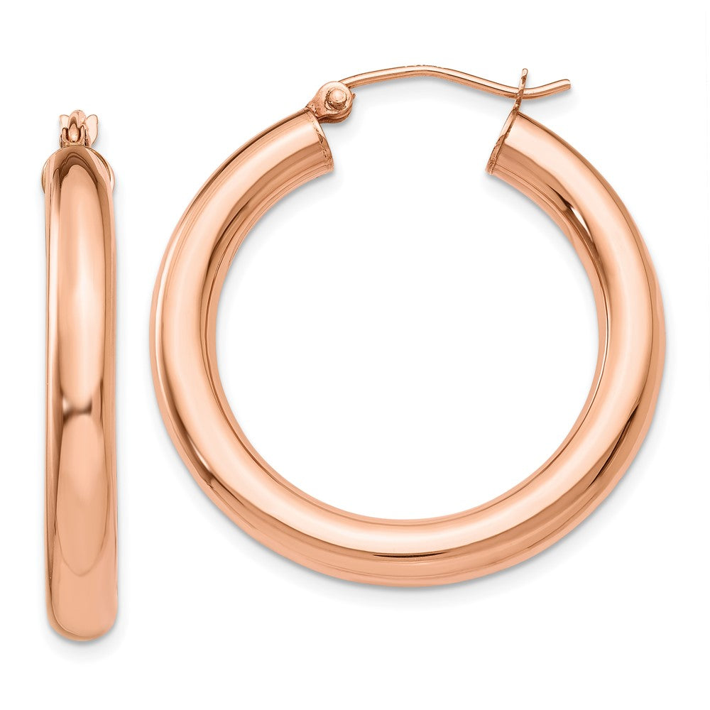 14k Rose Gold 4 mm Tube Hoop Earrings (3.01 grams)