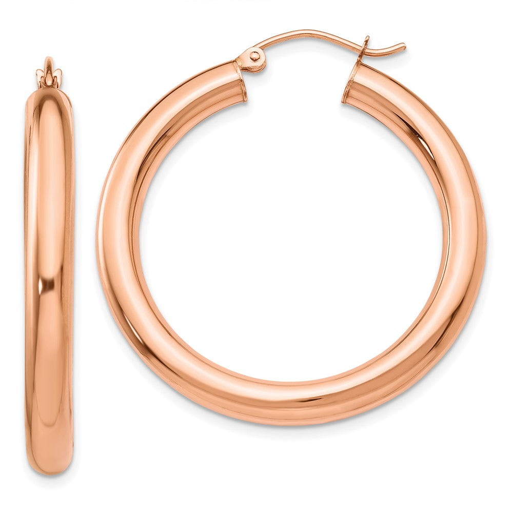 14k Rose Gold 4 mm Tube Hoop Earrings (3.52 grams)