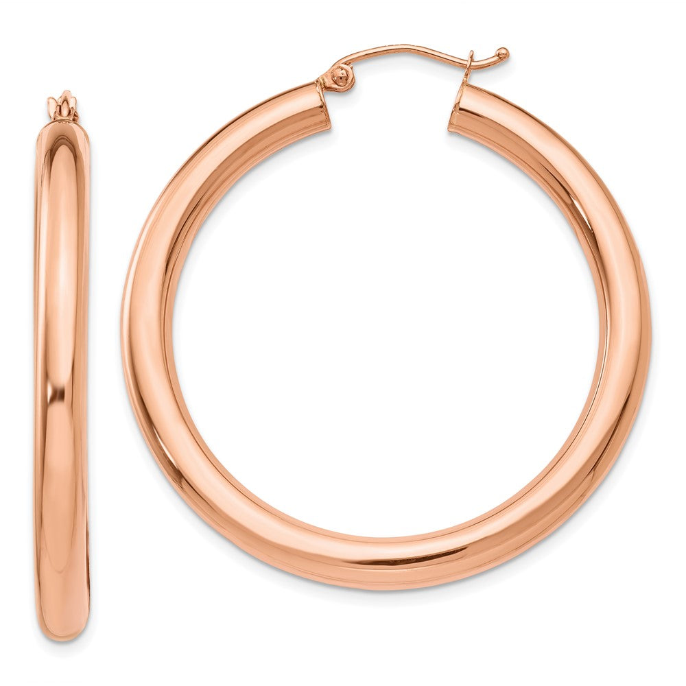 14k Rose Gold 4 mm Tube Hoop Earrings (4.11 grams)