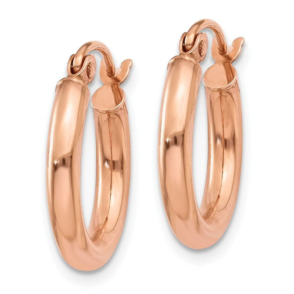 14k Rose Gold 2.5 mm Lightweight Tube Hoop Earrings (1.11 grams)