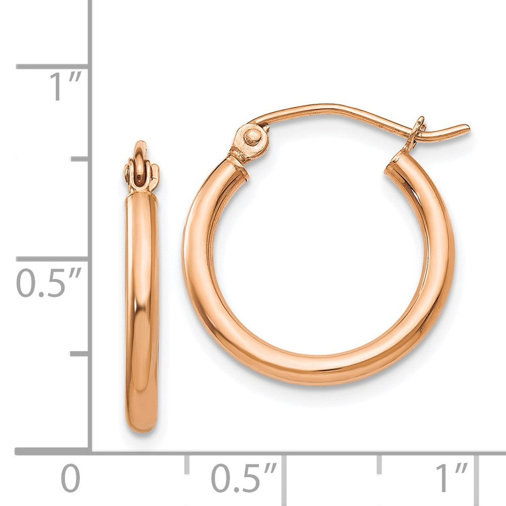 14k Rose Gold 2.5 mm Lightweight Tube Hoop Earrings (1.11 grams)