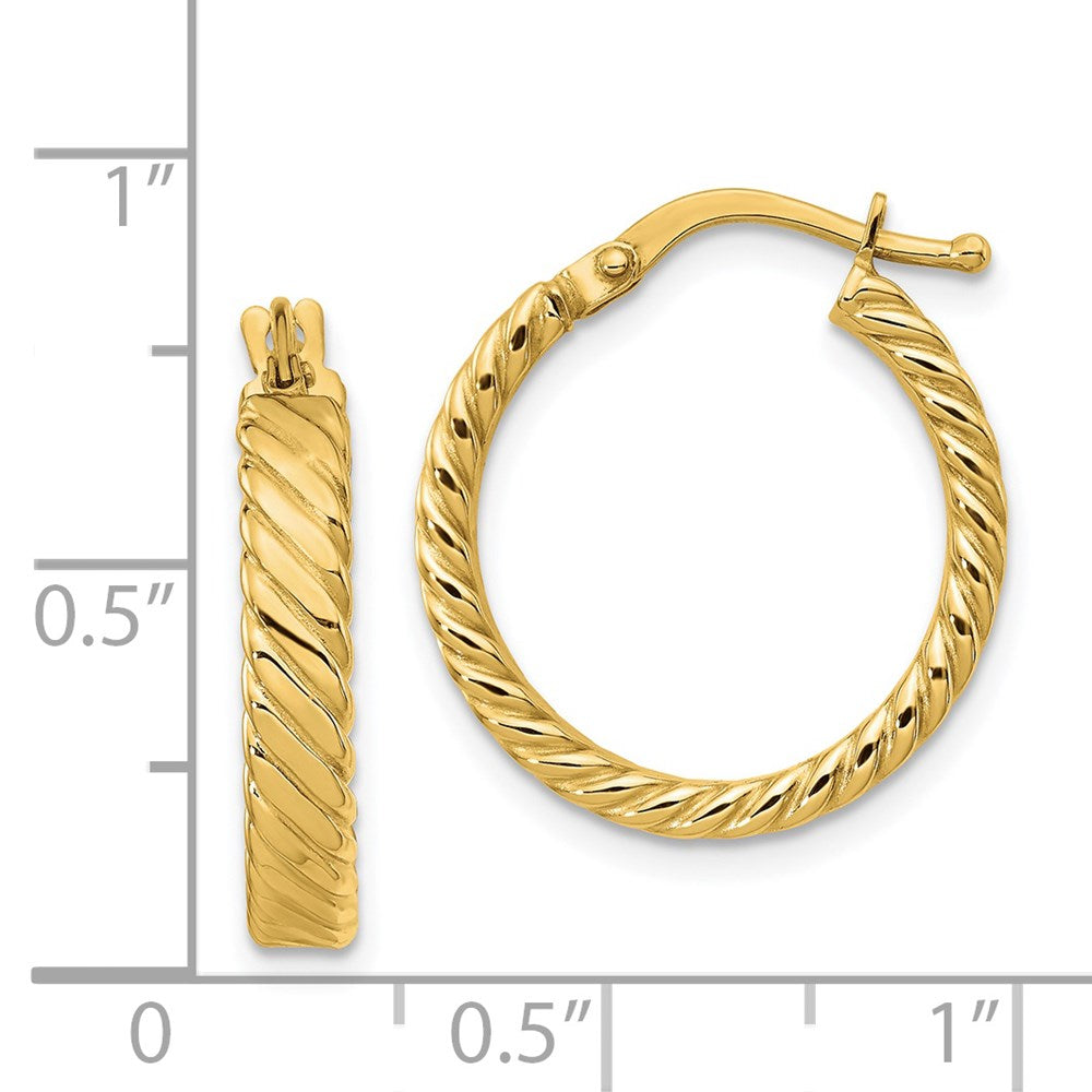 14k Yellow Gold 20 mm Patterned Hoop Earrings (1.74 grams)