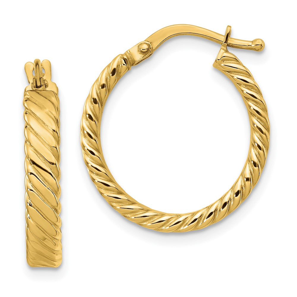 14k Yellow Gold 20 mm Patterned Hoop Earrings (1.74 grams)