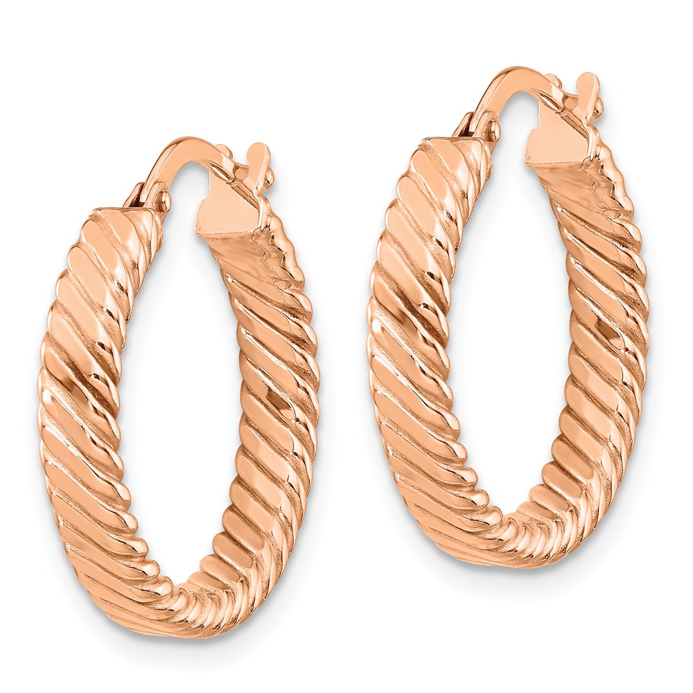 14k Rose Gold 20 mm Patterned Hoop Earrings (1.73 grams)