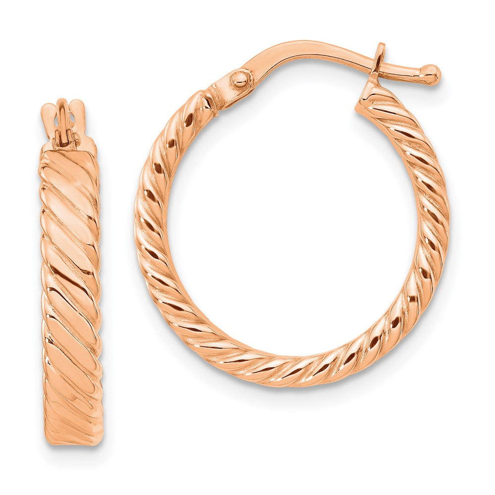 14k Rose Gold 20 mm Patterned Hoop Earrings (1.73 grams)