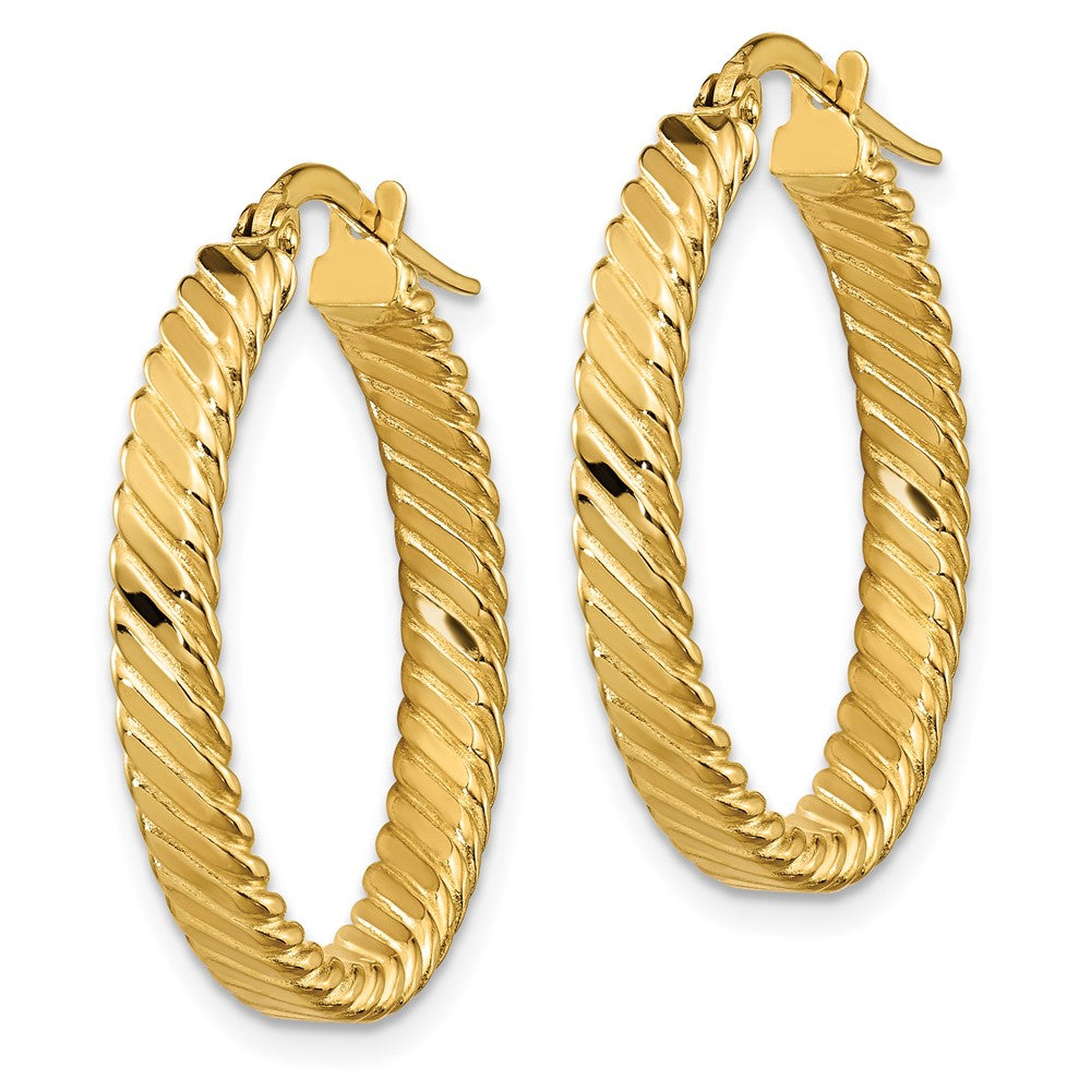 14k Yellow Gold 24 mm Patterned Hoop Earrings (1.93 grams)