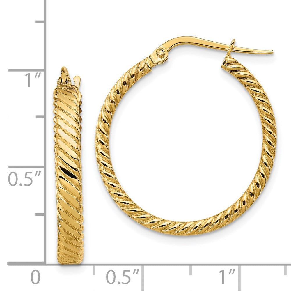 14k Yellow Gold 24 mm Patterned Hoop Earrings (1.93 grams)