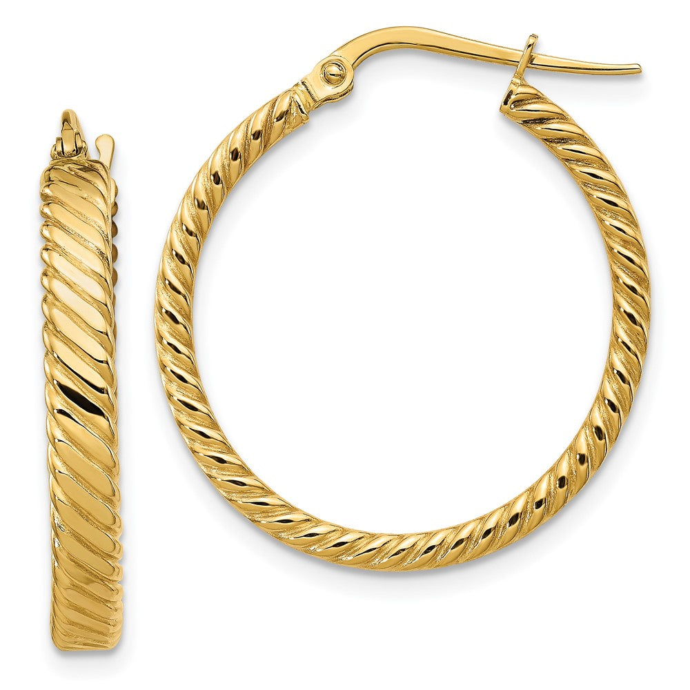 14k Yellow Gold 24 mm Patterned Hoop Earrings (1.93 grams)