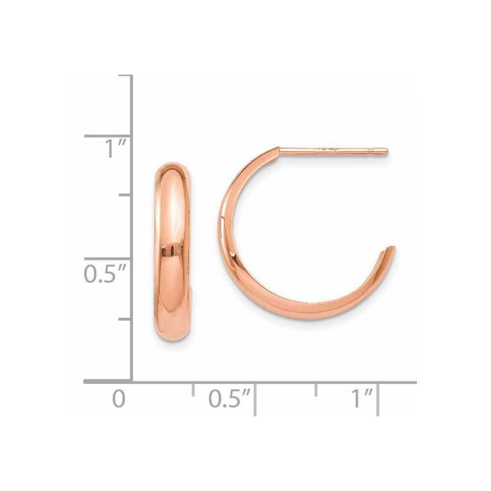 14k Rose Gold 3.5 mm Polished Hoop Earrings (1.1 grams)