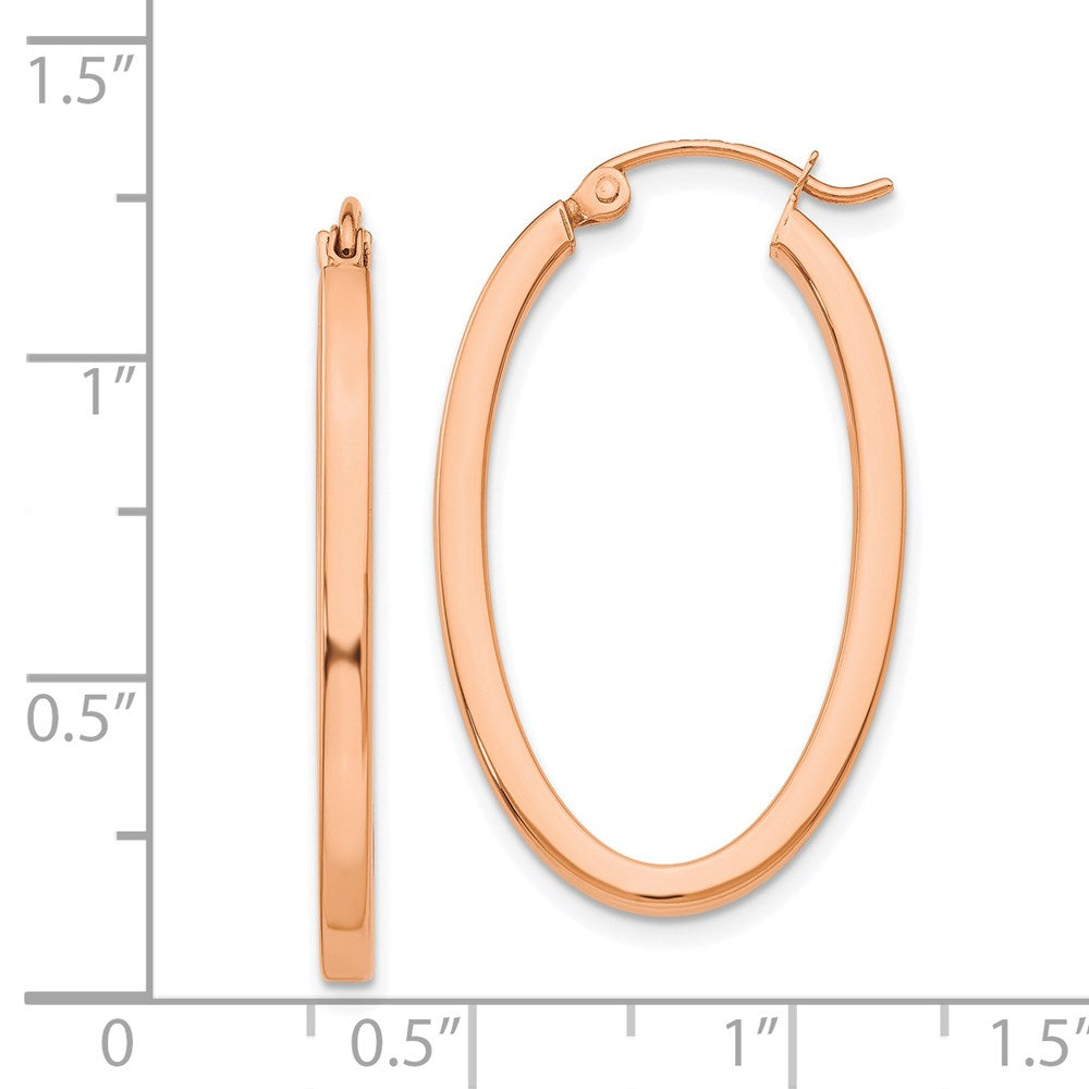 14k Rose Gold 18.5 mm Polished Oval Tube Hoop Earrings (2.23 grams)