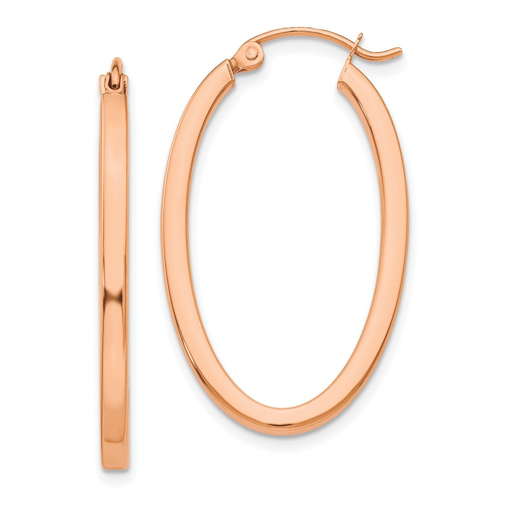 14k Rose Gold 18.5 mm Polished Oval Tube Hoop Earrings (2.23 grams)