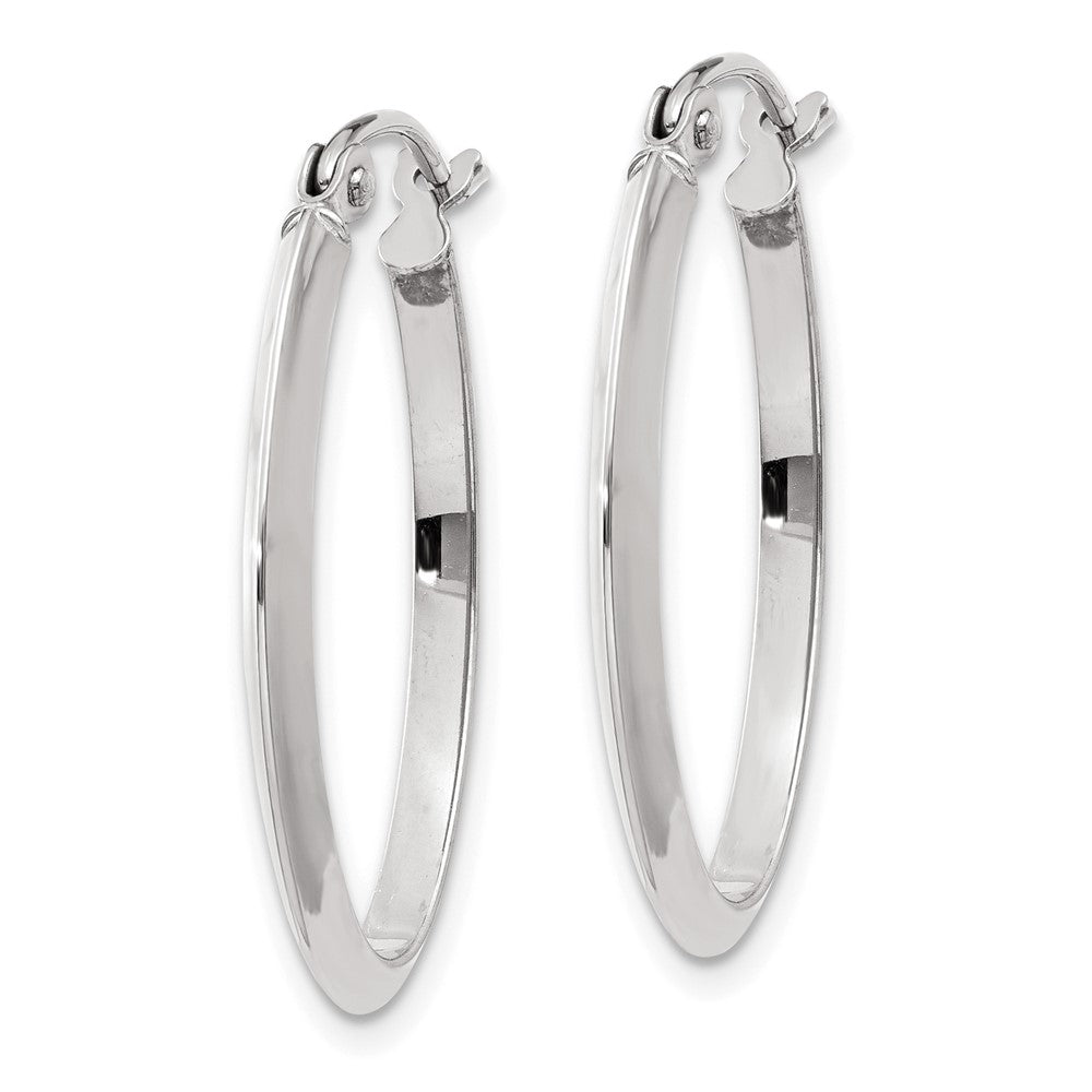 14k White Gold 17 mm Polished Oval Tube Hoop Earrings (1.37 grams)