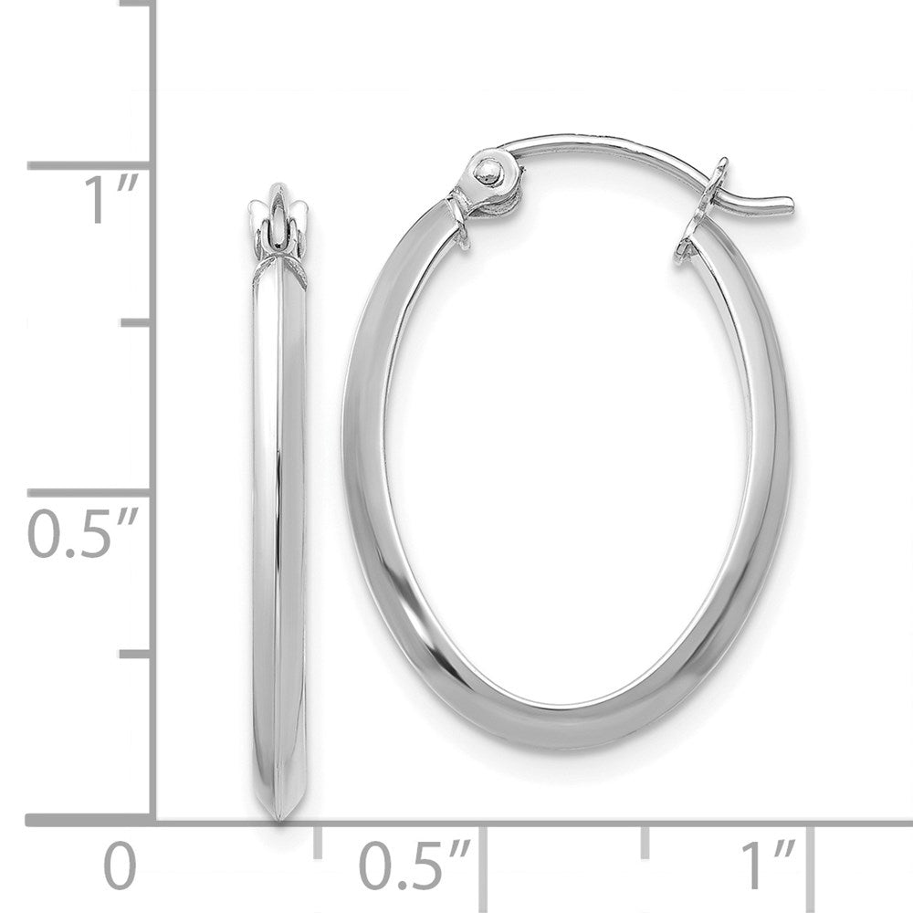 14k White Gold 17 mm Polished Oval Tube Hoop Earrings (1.37 grams)