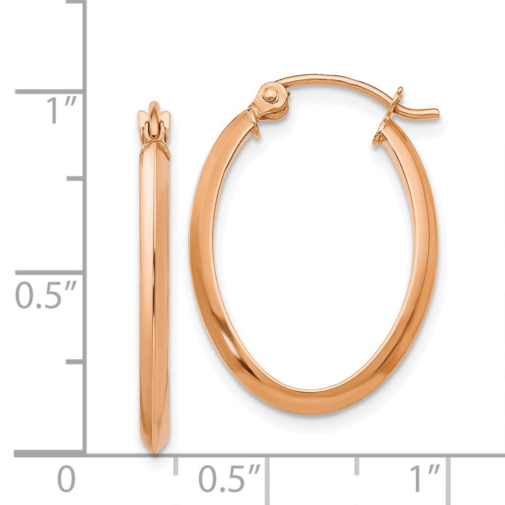 14k Rose Gold 17 mm Polished Oval Tube Earrings (1.49 grams)