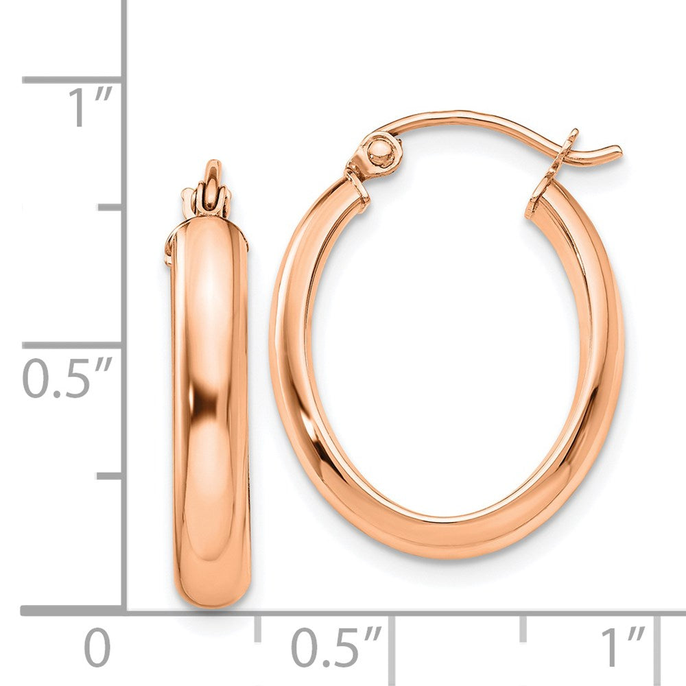 14k Rose Gold 17 mm Polished Oval Tube Hoop Earrings (1.57 grams)