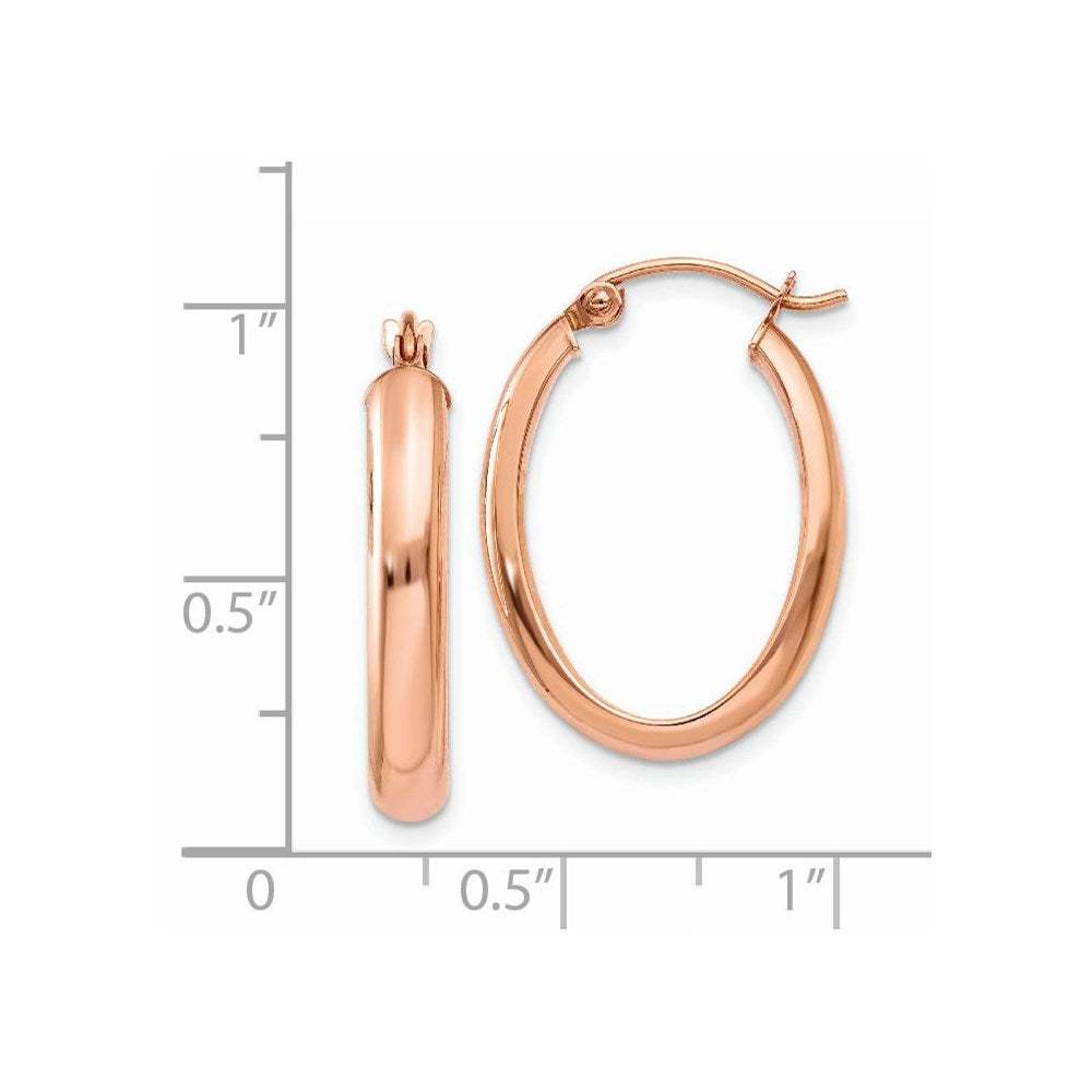 14k Rose Gold 4 mm Polished Half-Round Oval Hoop Earrings (1.44 grams)