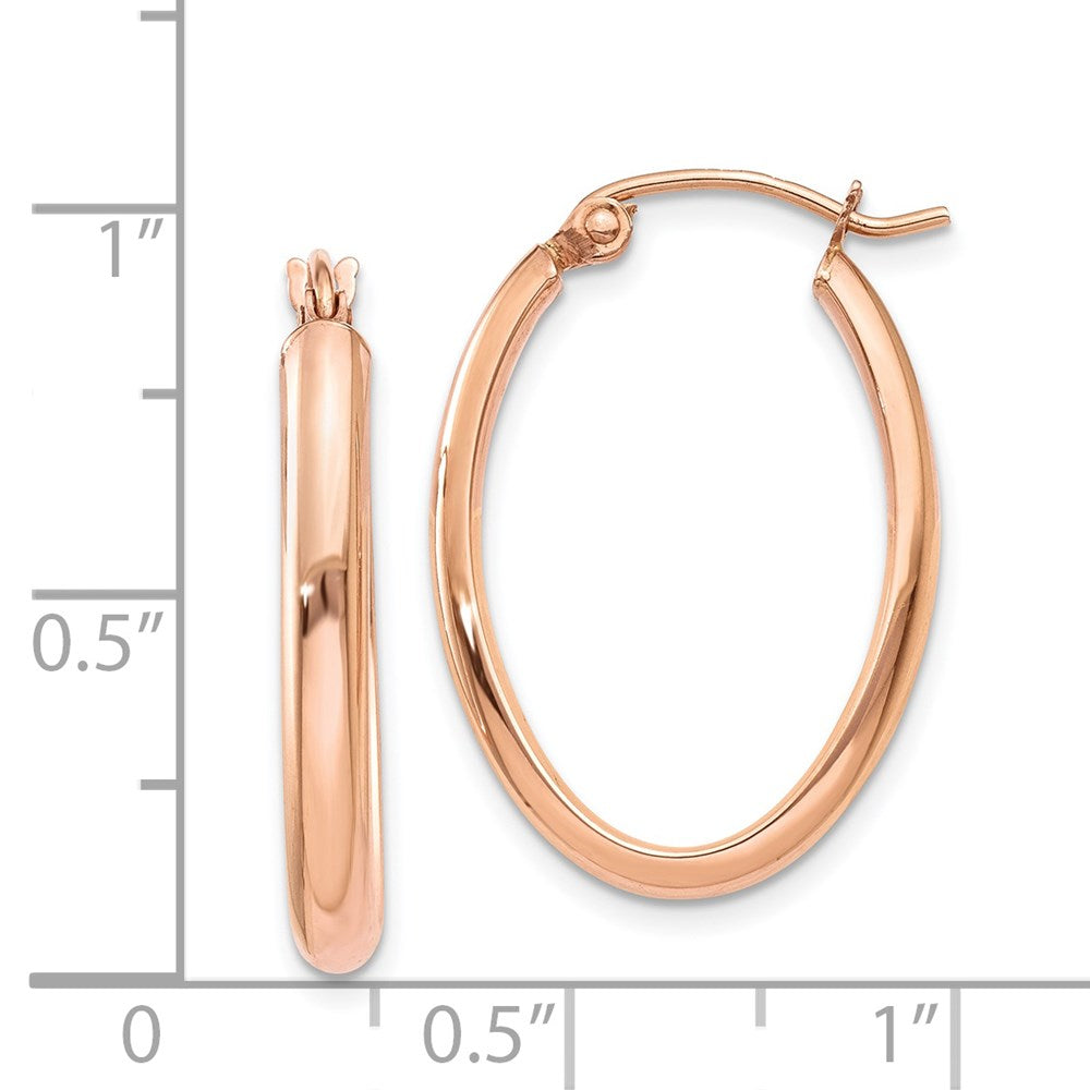 14k Rose Gold 16.6 mm Polished Half-Round Oval Hoop Earrings (1.17 grams)