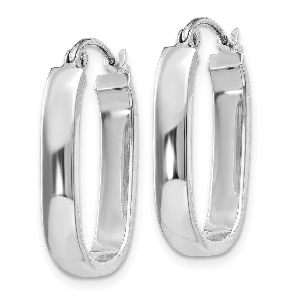 14k White Gold 3.5 mm Polished Oval Tube Hoop Earrings (1.62 grams)