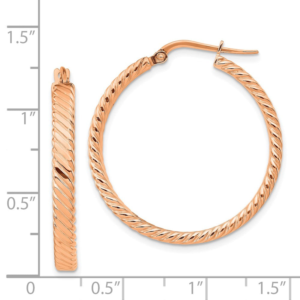 14k Rose Gold 31 mm Patterned Hoop Earrings (2.29 grams)