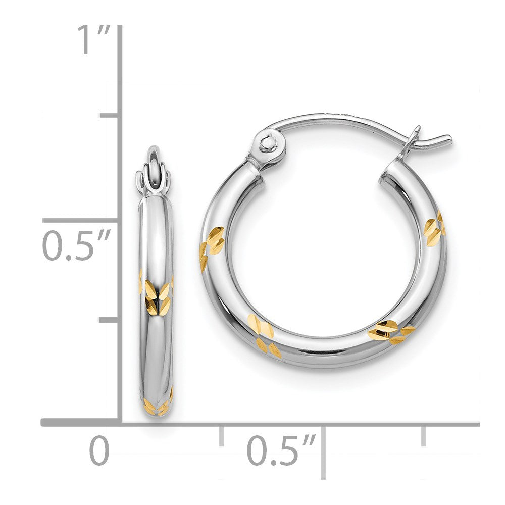 14k White Gold 2 mm  D/C Hoop Earrings (0.81 grams)