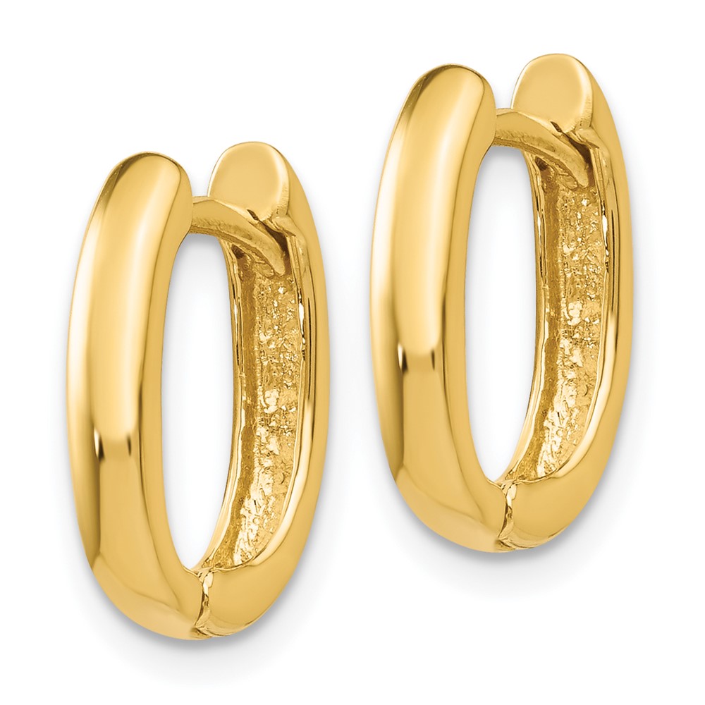 14k Yellow Gold 3 mm Oval Hinged Hoop Earrings (2.21 grams)