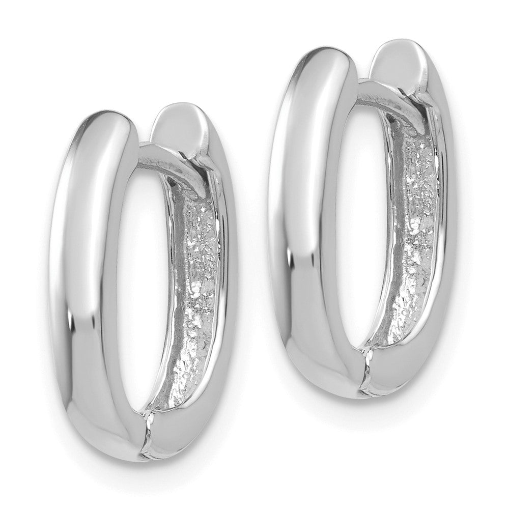 14k White Gold 3 mm Oval Hinged Hoop Earrings (2.28 grams)