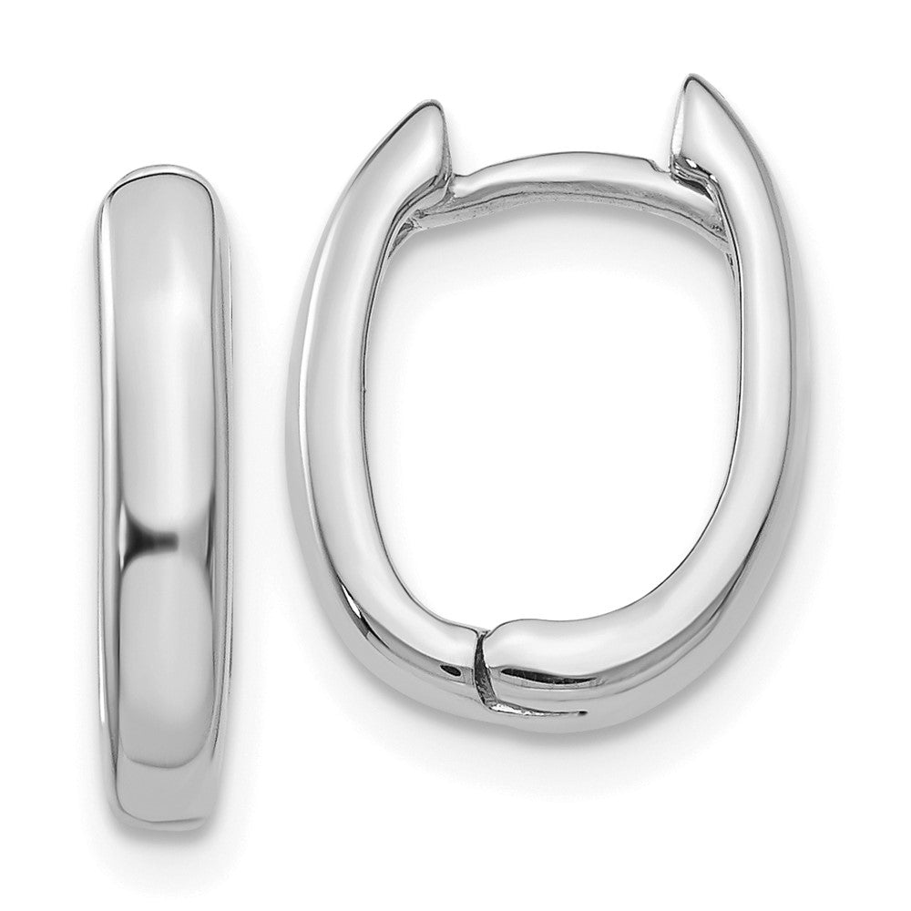 14k White Gold 3 mm Oval Hinged Hoop Earrings (2.28 grams)