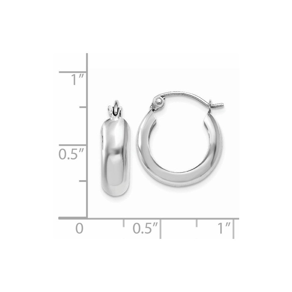 14k White Gold 4.75 mm Round Hoop Earrings (1.31 grams)