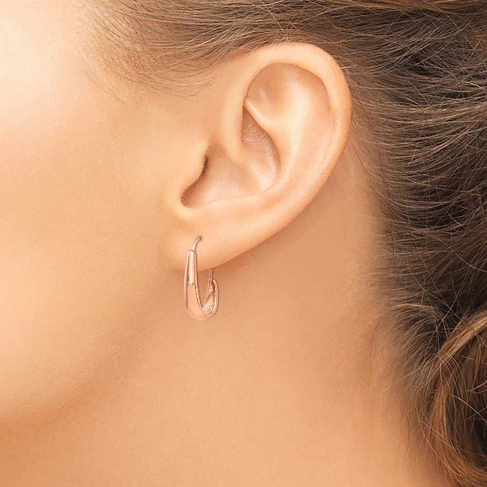 14k Rose Gold 5 mm Polished Tapered J-Hoop Wire Earrings (3.25 grams)