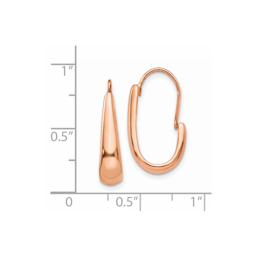 14k Rose Gold 5 mm Polished Tapered J-Hoop Wire Earrings (3.25 grams)