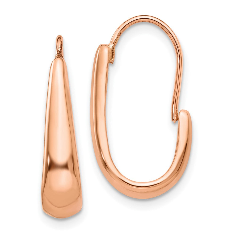 14k Rose Gold 5 mm Polished Tapered J-Hoop Wire Earrings (3.25 grams)